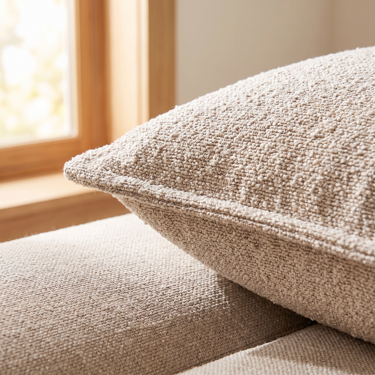 Cosy Boucle Accent Cushion Cover – Beige – fabric close-up