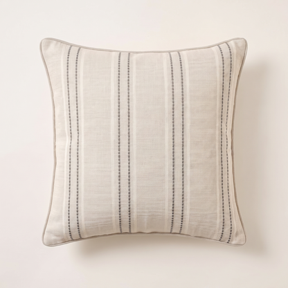 Textured Striped Linen Cushion Cover – Grey – front view
