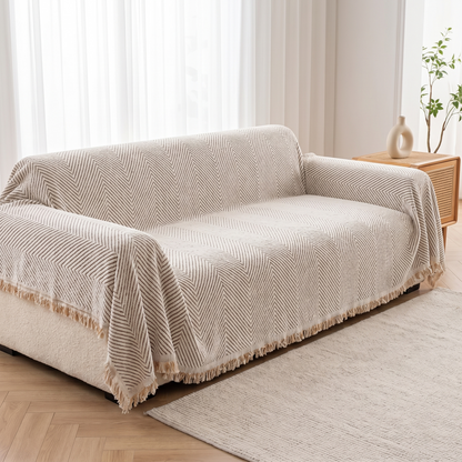 Striped Herringbone Couch Cover – fitted on a sofa