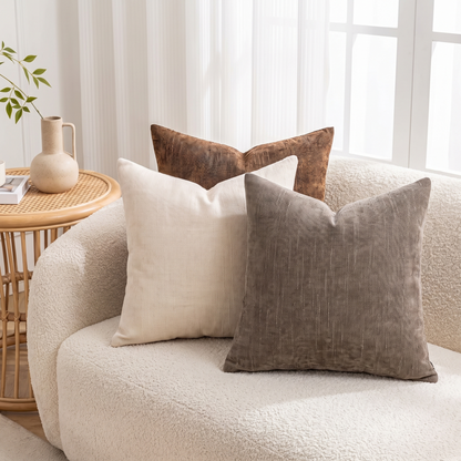 Neutral Textured Cushion Covers – Set of 4 – full set styled on a sofa