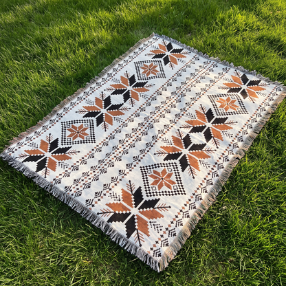 Moroccan Boho Picnic Blanket – laid out from above