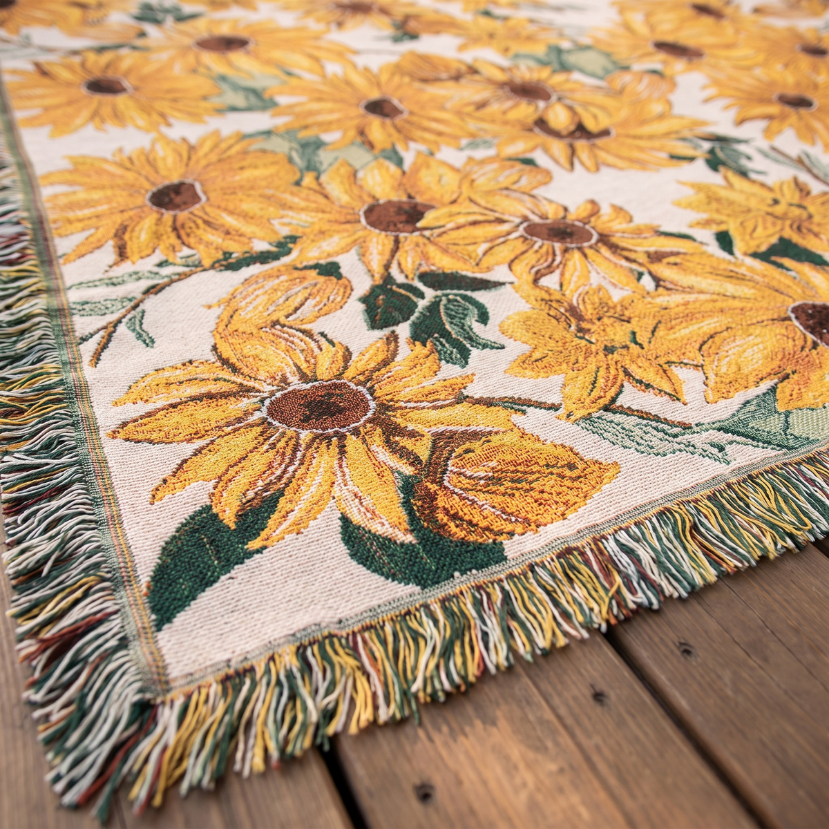 Sun Floral Outdoor Picnic Blanket – material close-up