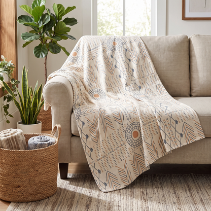 Reversible Chic Cotton Throw Blanket – draped over a sofa