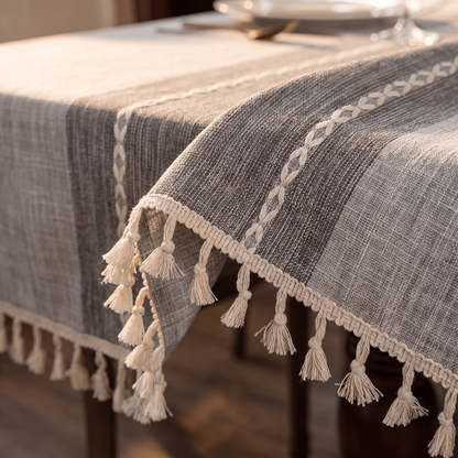 Rustic Farmhouse Tablecloth – fabric and edge close-up