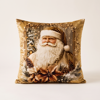 Golden Velvet Christmas Cushion Cover – front view