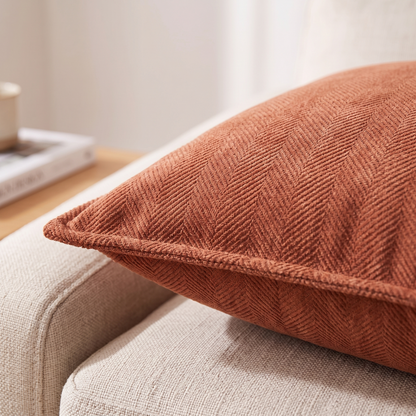 Textured Chenille Cushion Cover – Burnt Orange – fabric close-up