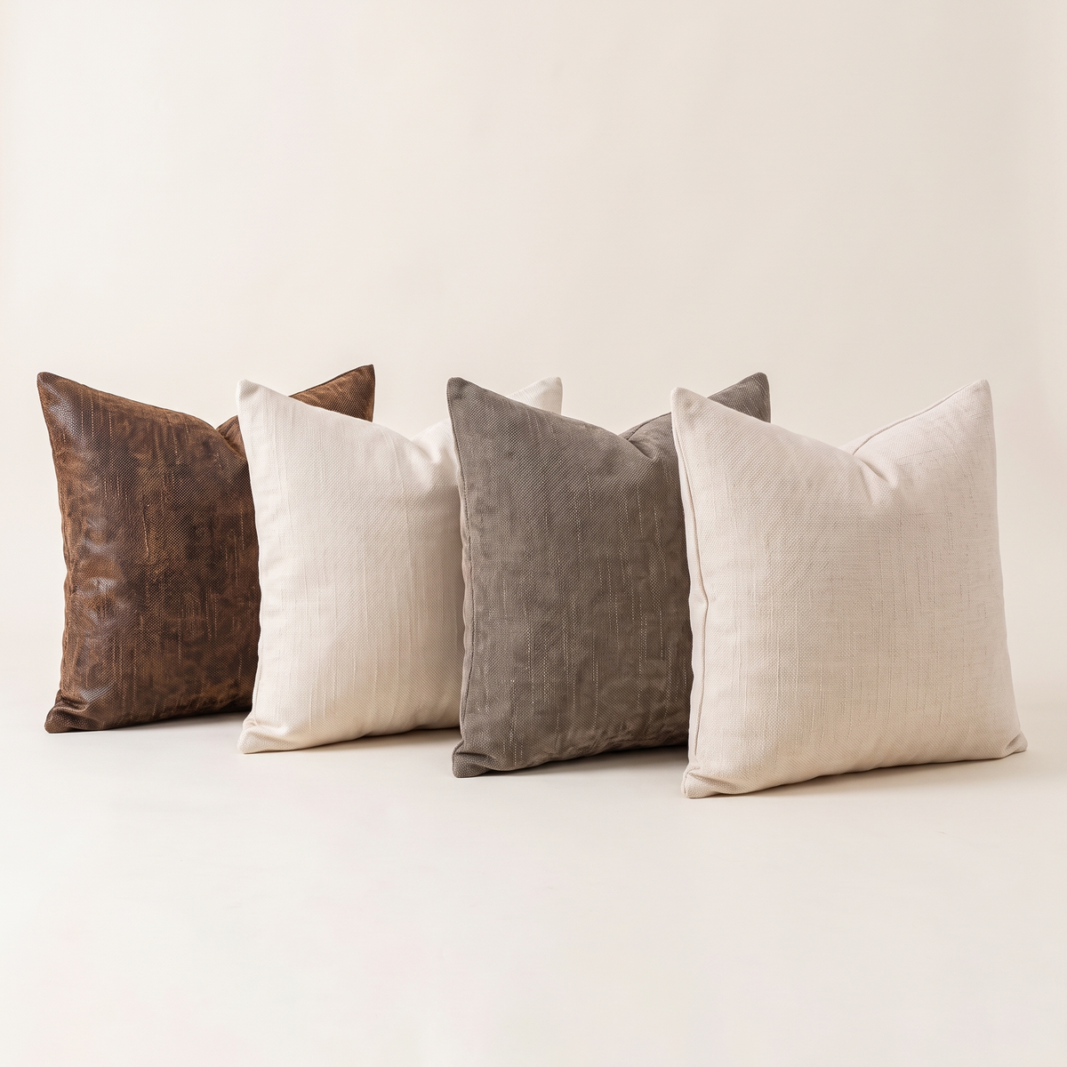 Neutral Textured Cushion Covers – Set of 4 – all designs side by side