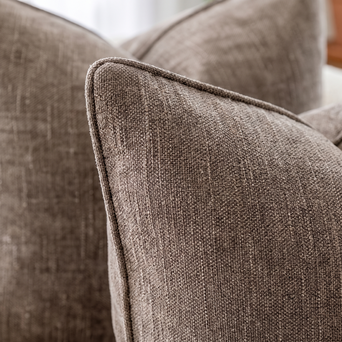 Textured Chenille Cushion Cover – Taupe Grey – fabric close-up
