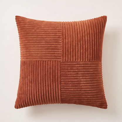 Modern Corduroy Cushion Cover – Rust Red – front view