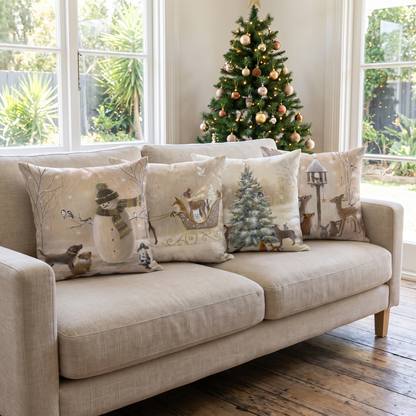 Winter Motif Christmas Cushion Cover – styled on a sofa