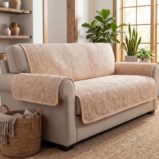 Pet-Proof Quilted Couch Cover – Textured – fitted on a sofa