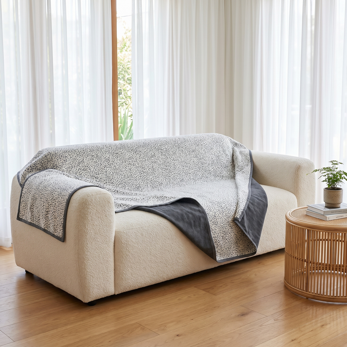 Nordic Speckle Reversible Couch Cover – fitted on a sofa