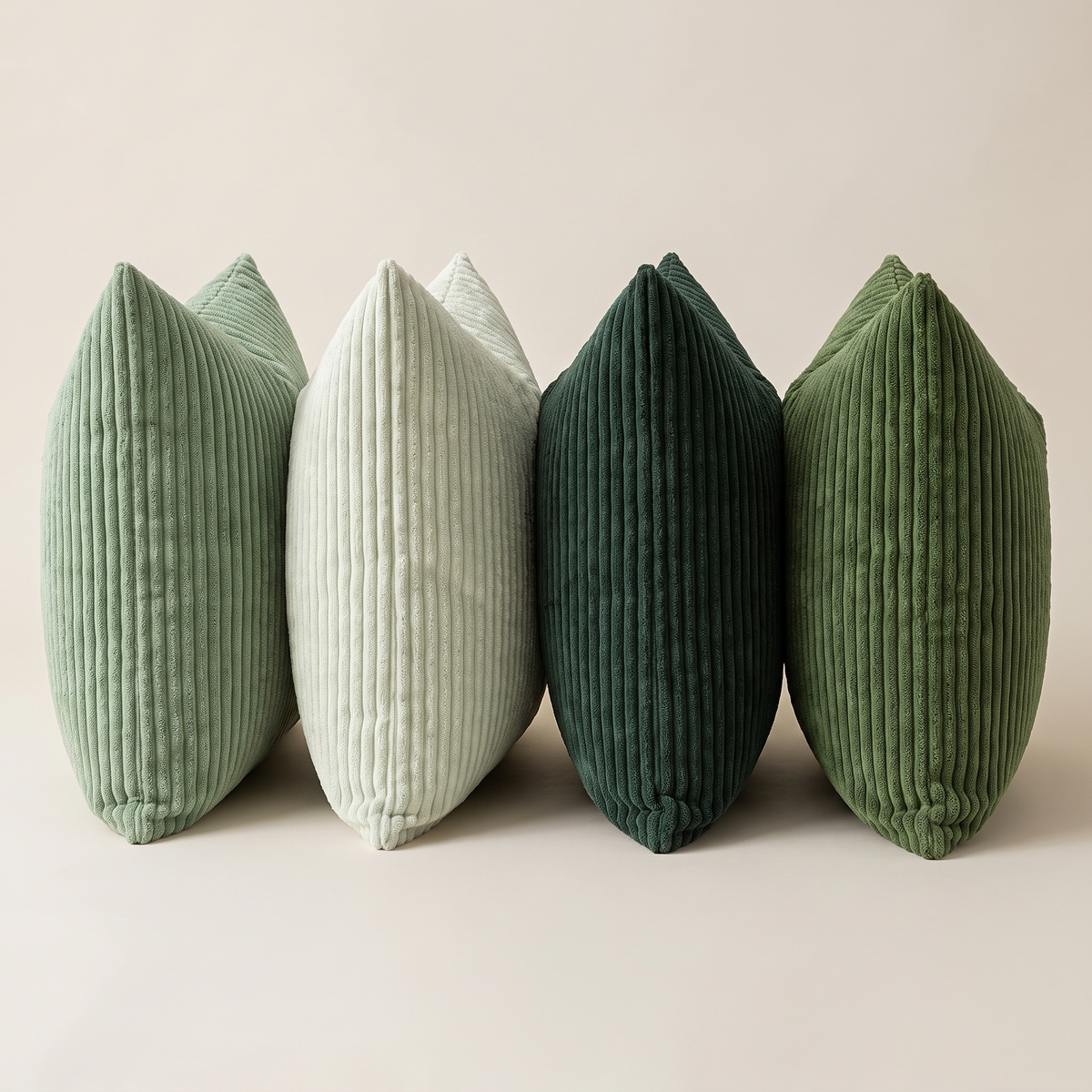 Forest Green Corduroy Cushion Covers – Set of 4 – all designs side by side