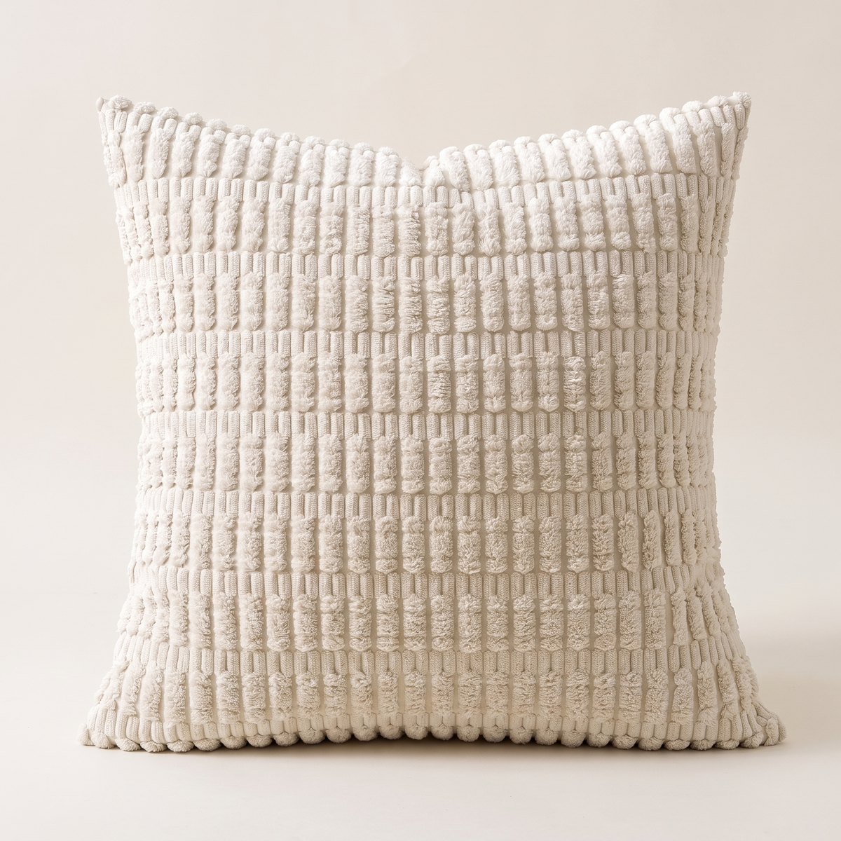 Striped Corduroy Cushion Cover – Cream White – front view