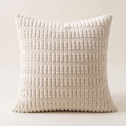 Striped Corduroy Cushion Cover – Cream White – front view