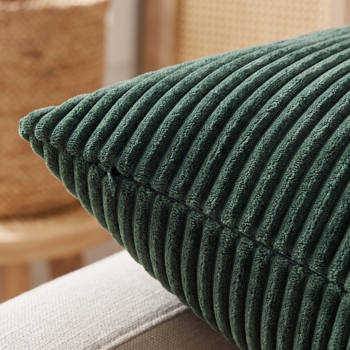 Forest Green Corduroy Cushion Covers – Set of 4 – print close-up