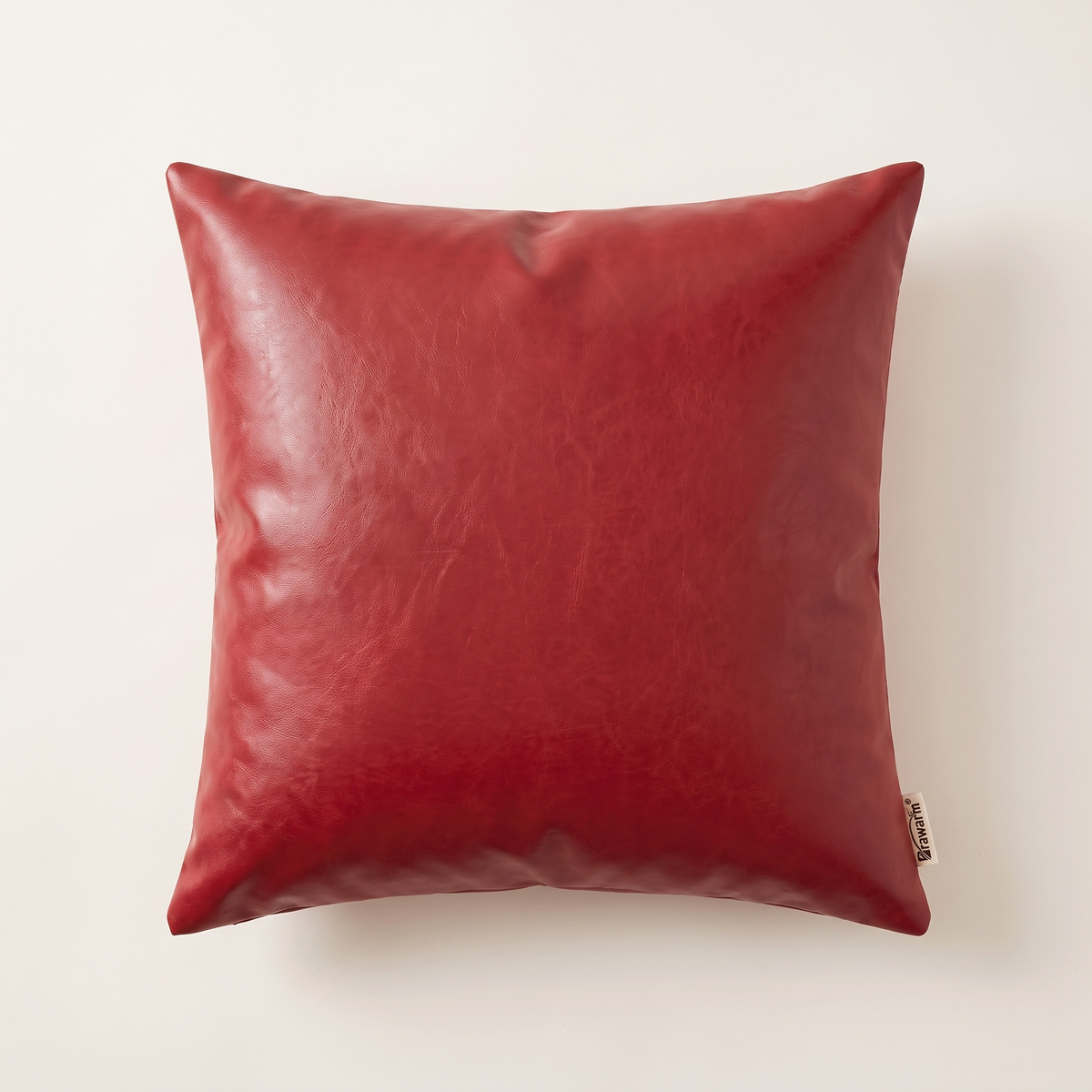Faux Leather Christmas Cushion Cover – Red – front view