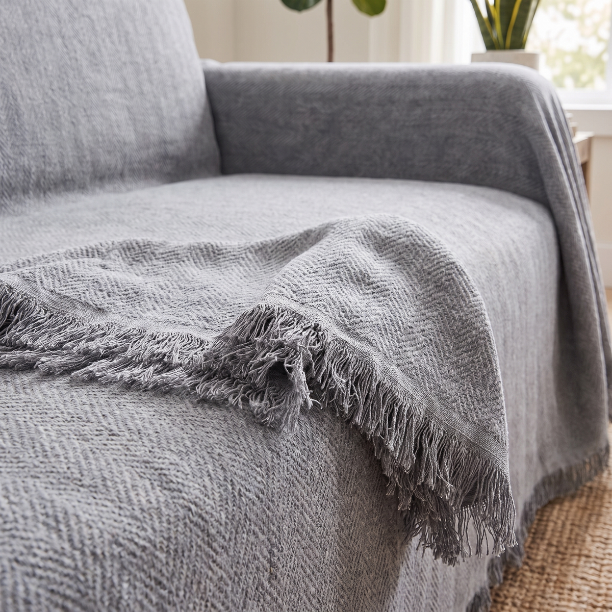 Minimalist Couch Cover – Solid Neutral – fabric close-up