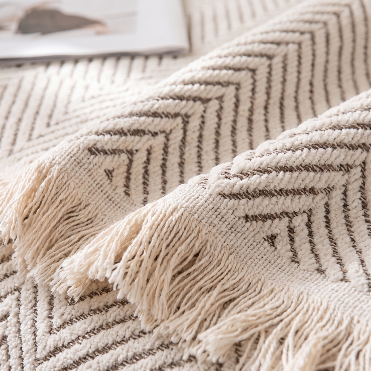 Striped Herringbone Couch Cover – fabric close-up