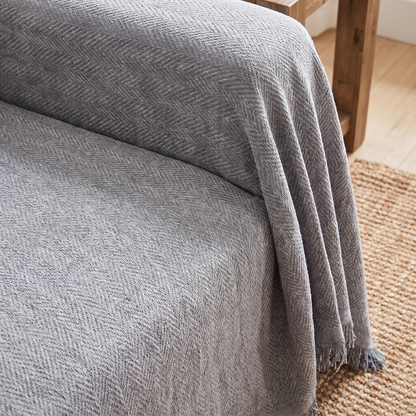 Minimalist Couch Cover – Solid Neutral – tucked edge detail