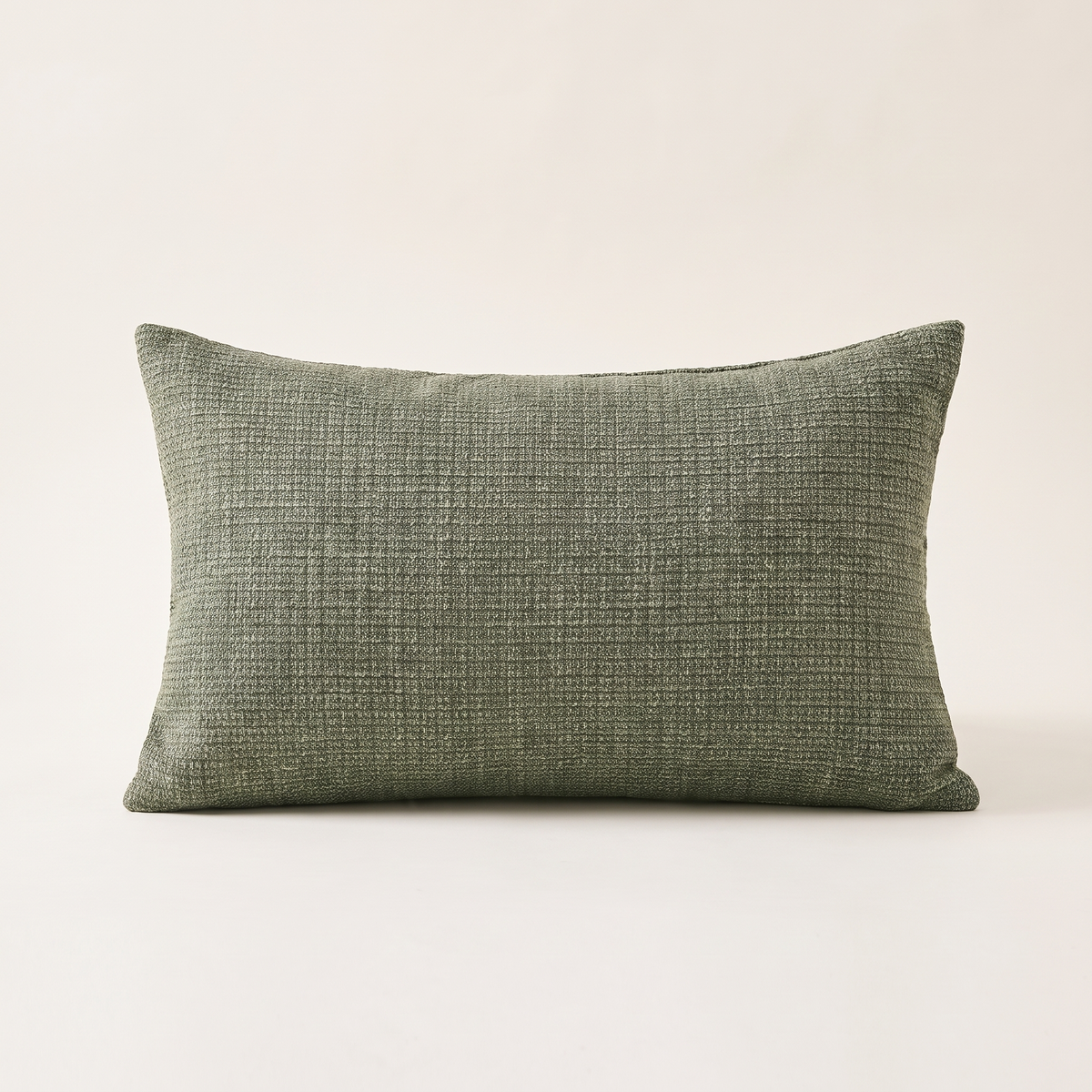 Linen Christmas Lumbar Cushion Cover – Grey Green – front view
