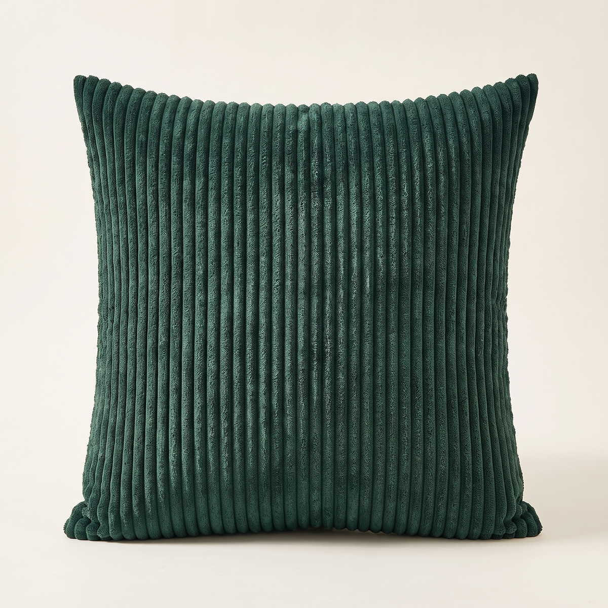 Striped Corduroy Christmas Cushion Cover – Dark Green – front view