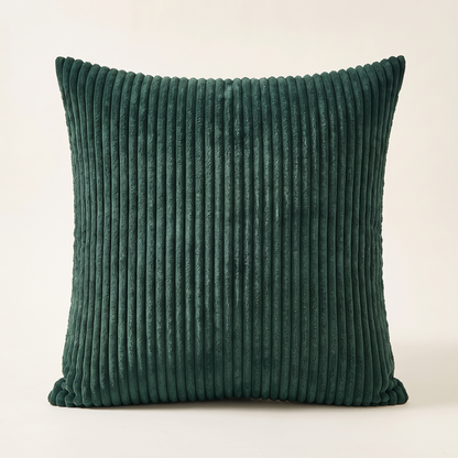 Striped Corduroy Christmas Cushion Cover – Dark Green – front view
