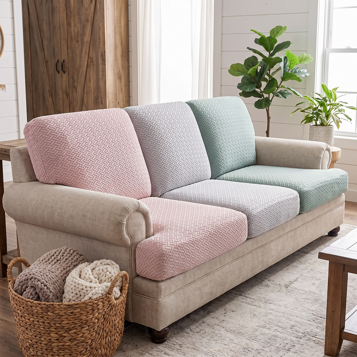 Velvet Jacquard Stretch Dining Chair Cover – fitted on a dining chair