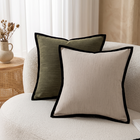 French Vintage-Inspired Cushion Cover – styled on a sofa