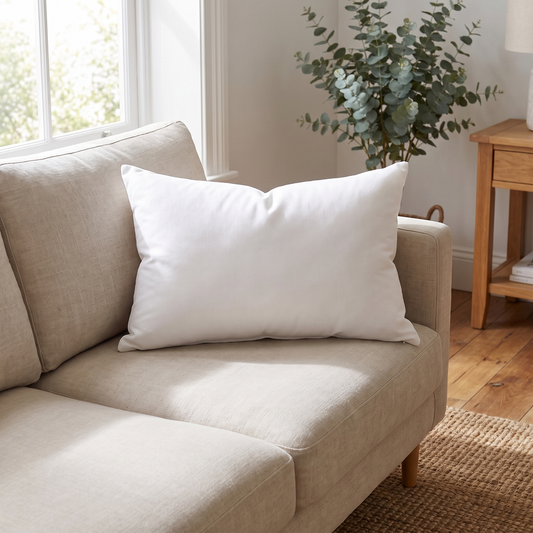 Plush Luxe Cushion Insert – Extra Plump – on a sofa