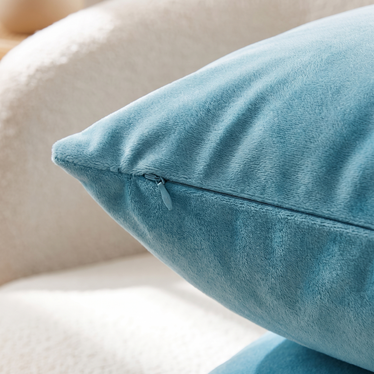 Luxe Velvet Cushion Cover – Aqua Blue – fabric close-up