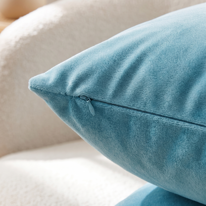 Luxe Velvet Cushion Cover – Aqua Blue – fabric close-up