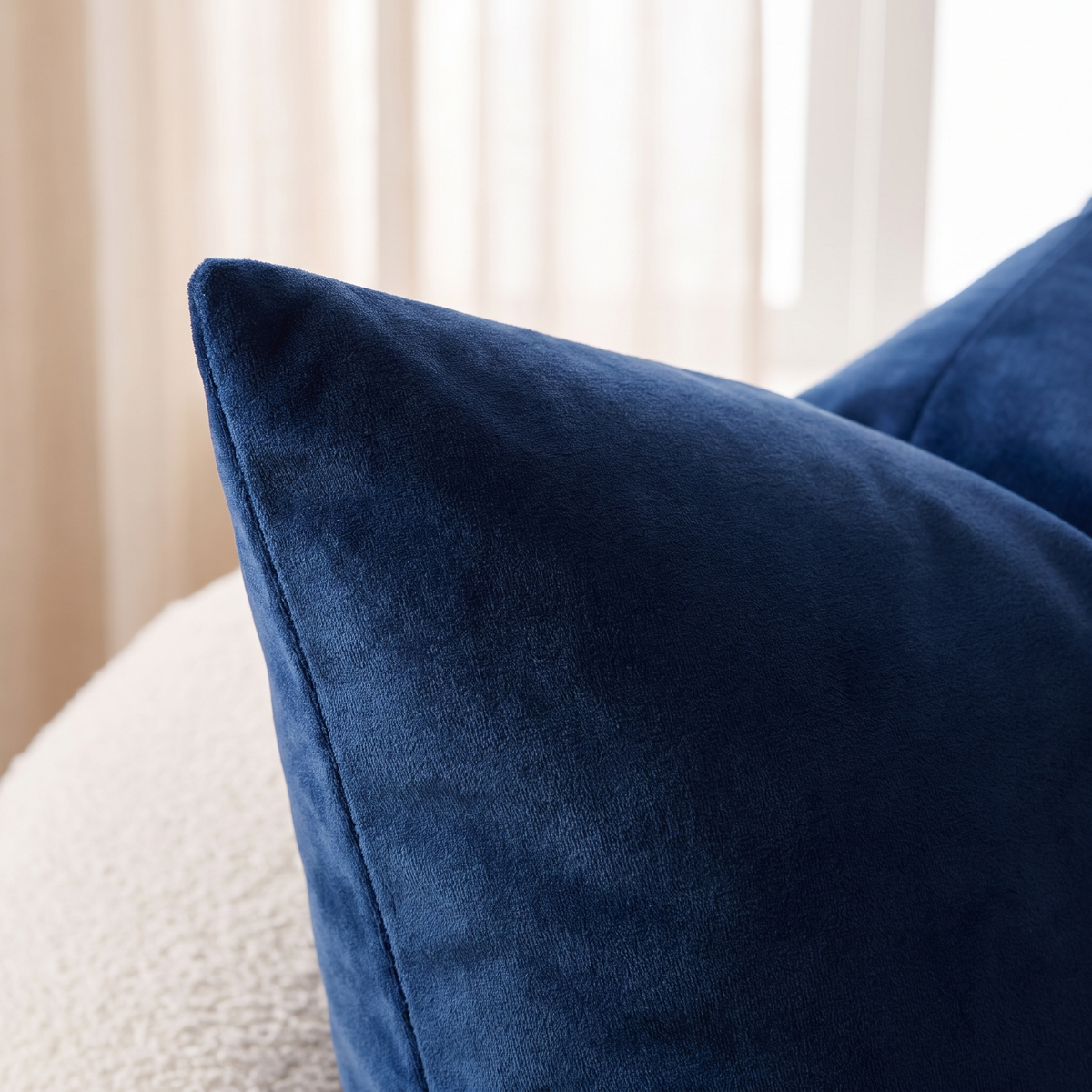 Soft Velvet Cushion Cover – Dark Navy – fabric close-up