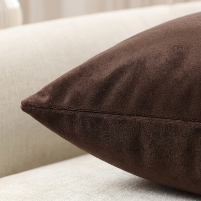 Luxe Velvet Cushion Cover – Chocolate Brown – fabric close-up
