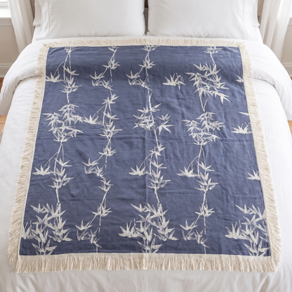 Bamboo Cotton Reversible Jacquard Throw Blanket – full size laid flat