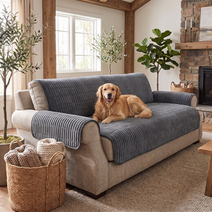 Cosy Quilted Couch Cover Protector – with a dog on the sofa