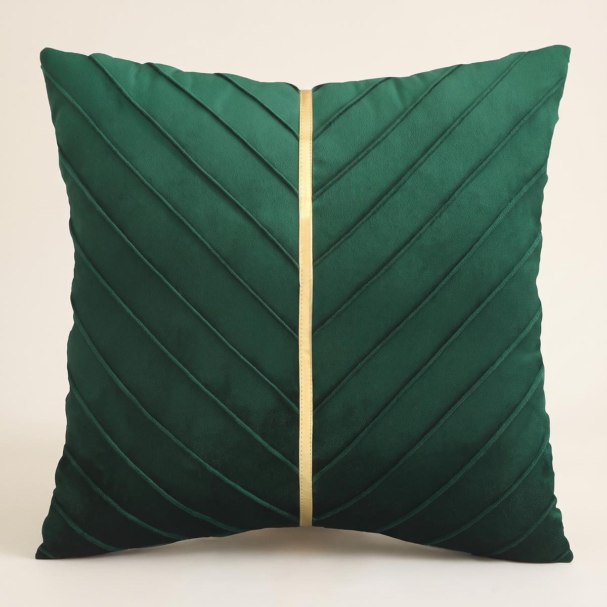 Velvet Christmas Cushion Cover – Forest Green & Gold – front view