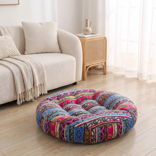 Round Memory Foam Floor Cushion – in use
