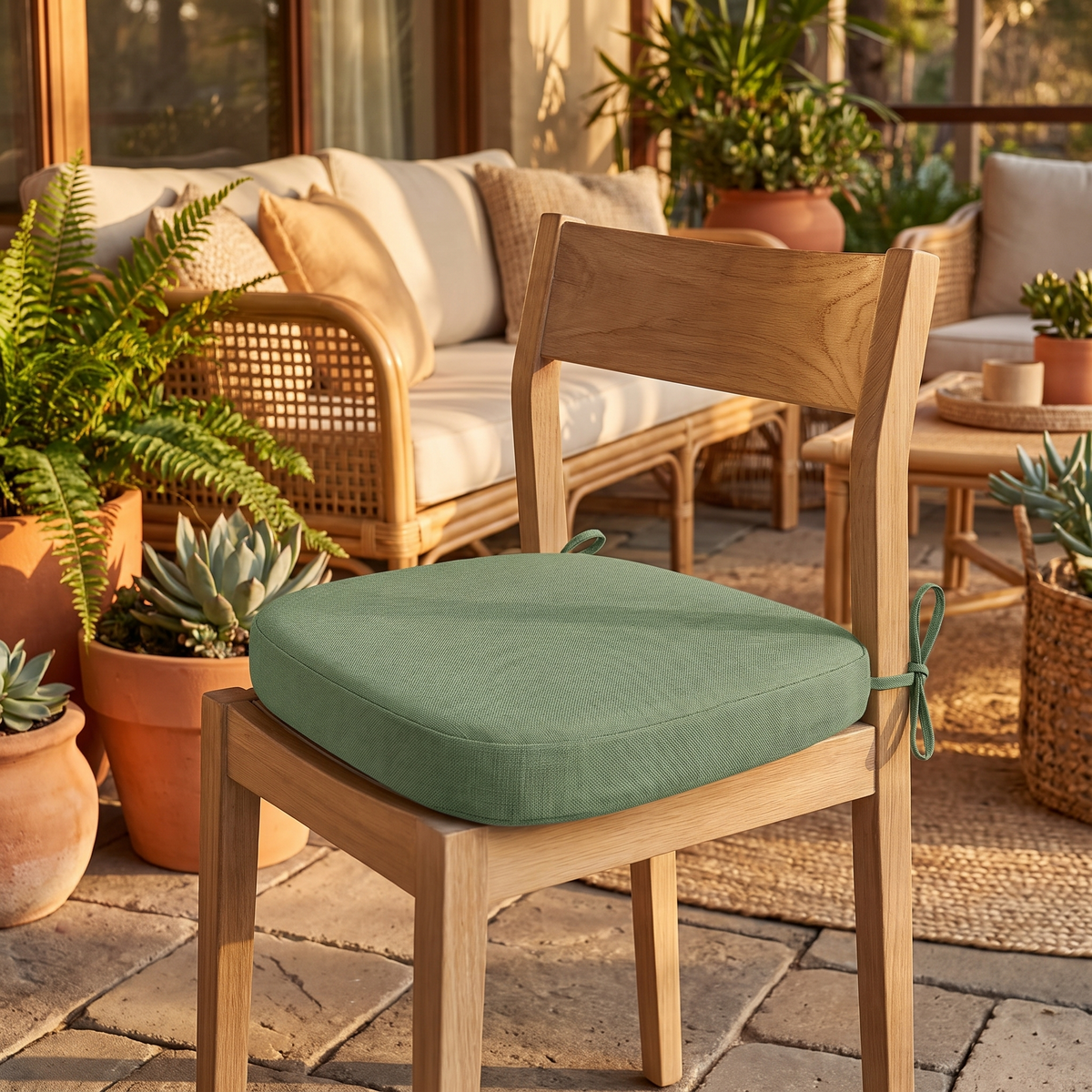 Memory Foam Dining Chair Pad with Ties – in use