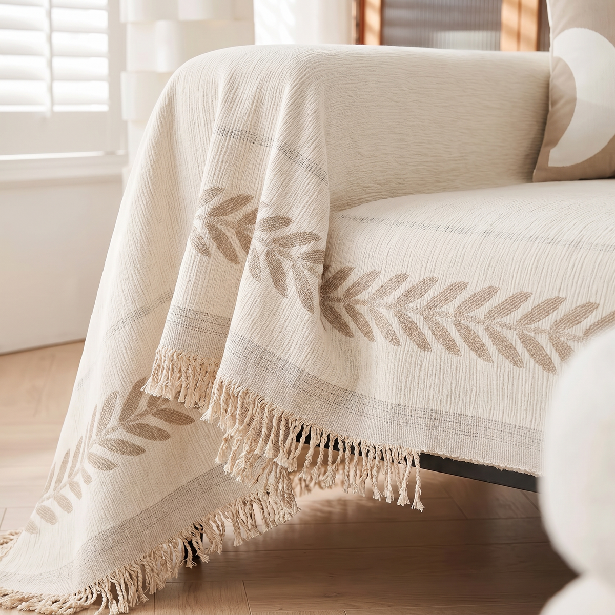 Serene Oasis Couch Cover – Soft Sage – fabric close-up
