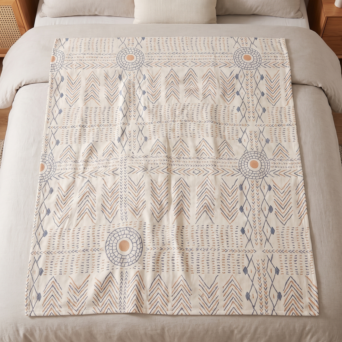 Reversible Chic Cotton Throw Blanket – full size laid flat