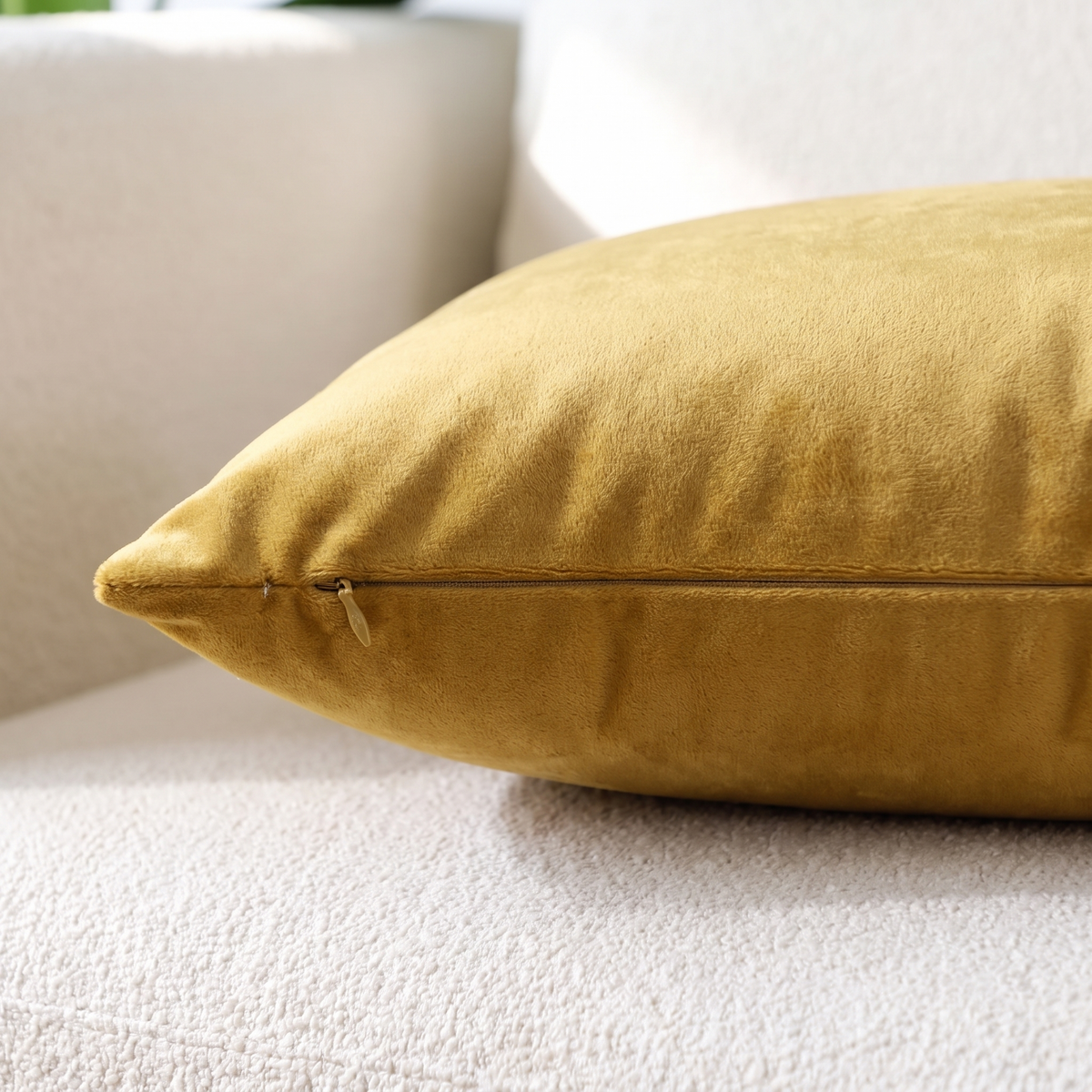 Luxury Velvet Lumbar Cushion Cover – Gold – fabric close-up