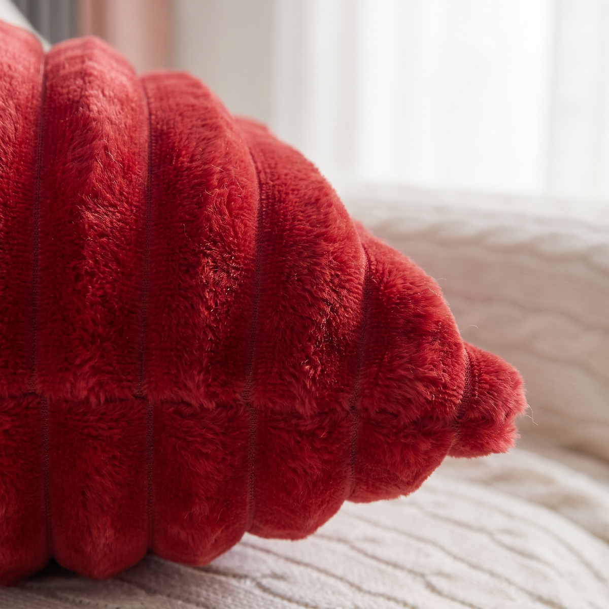 Plush Velvet Cushion Cover – Red – fabric close-up