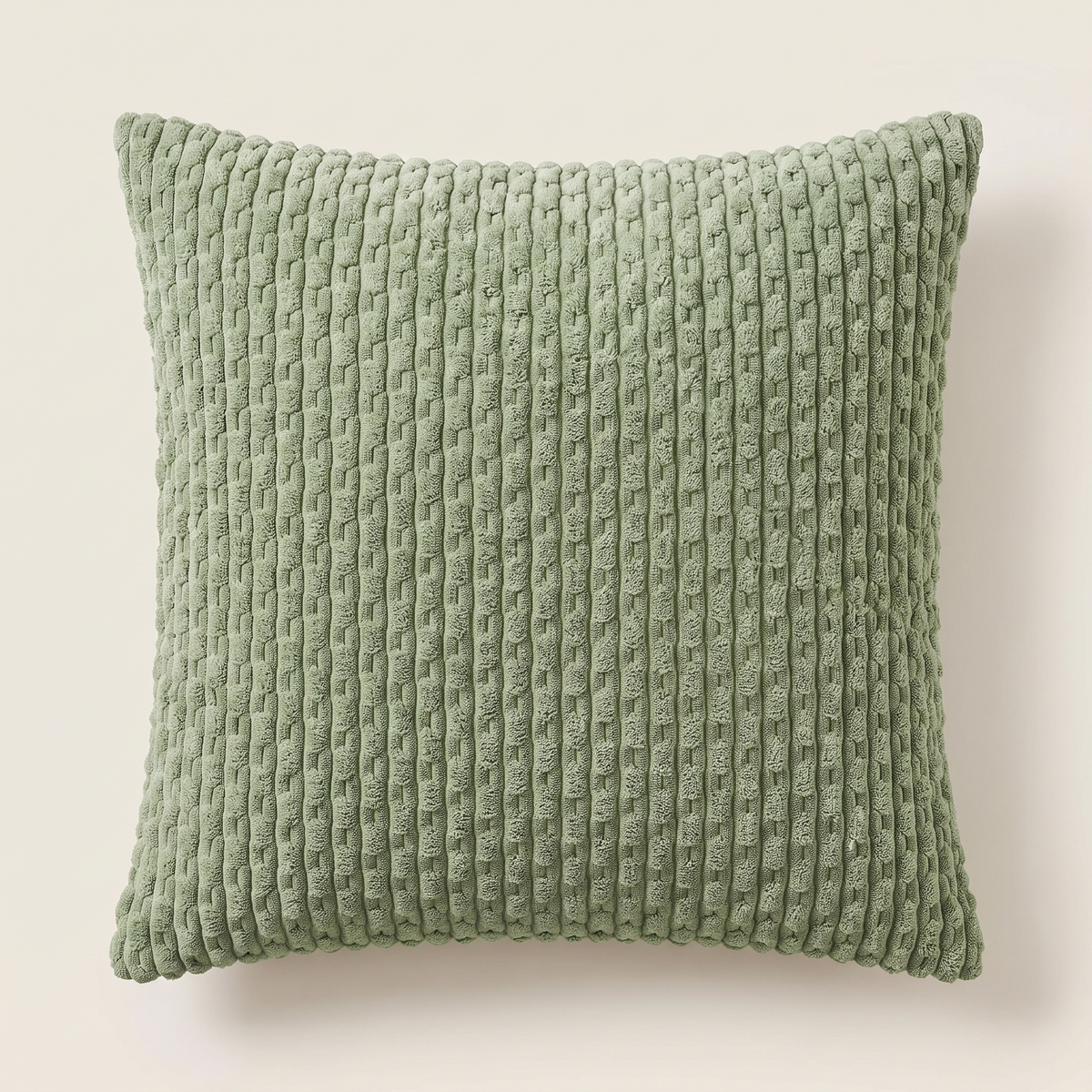 Boho Striped Corduroy Cushion Cover – Sage Green – front view