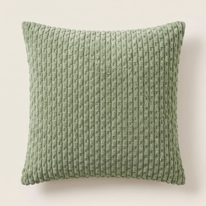 Boho Striped Corduroy Cushion Cover – Sage Green – front view