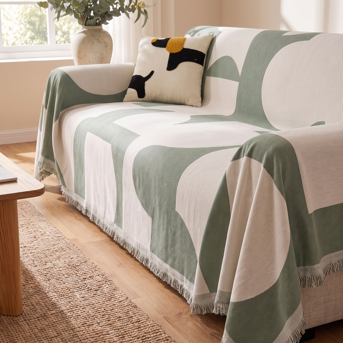 Luxe Chenille Couch Cover – Harper – tucked edge detail
