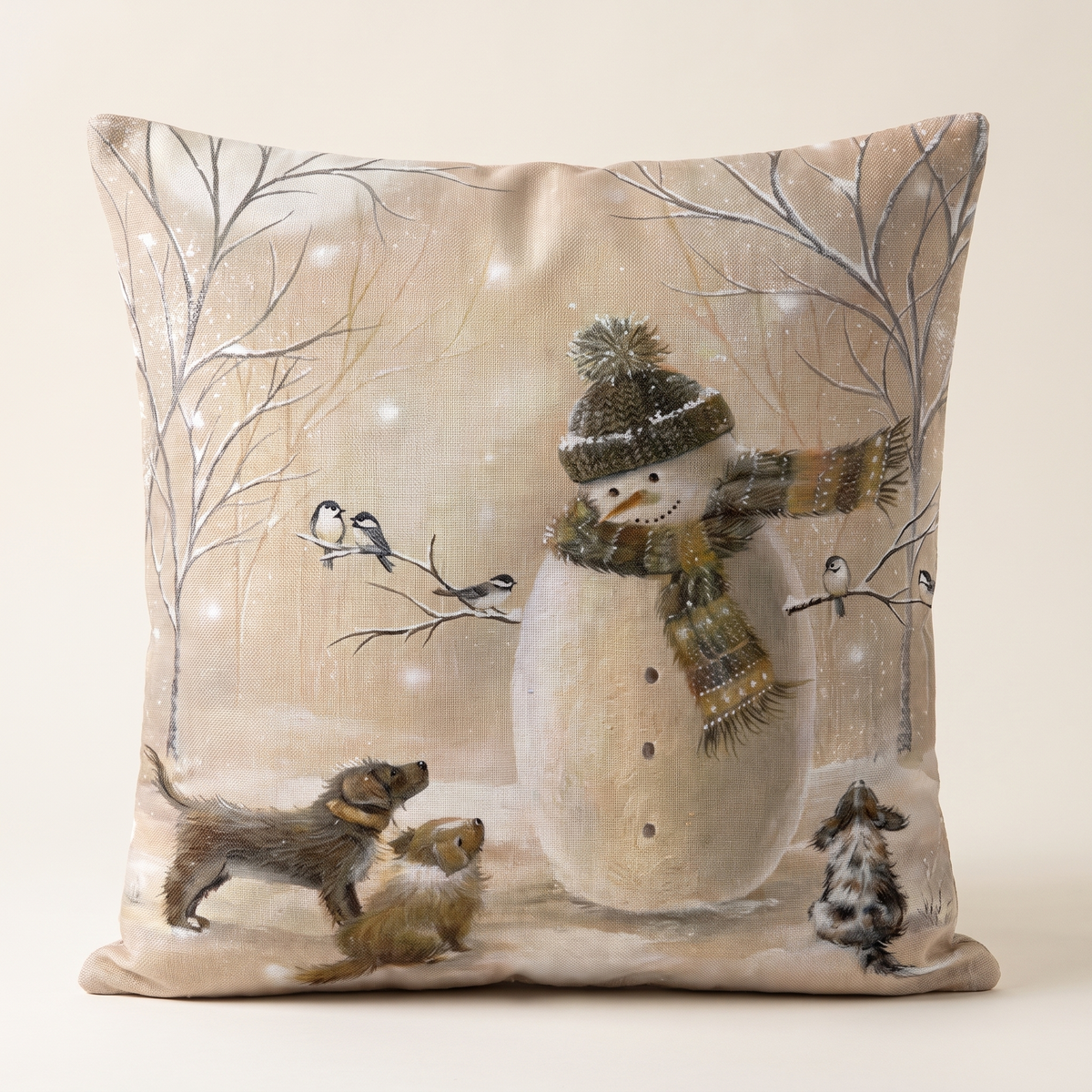 Winter Motif Christmas Cushion Cover – front view