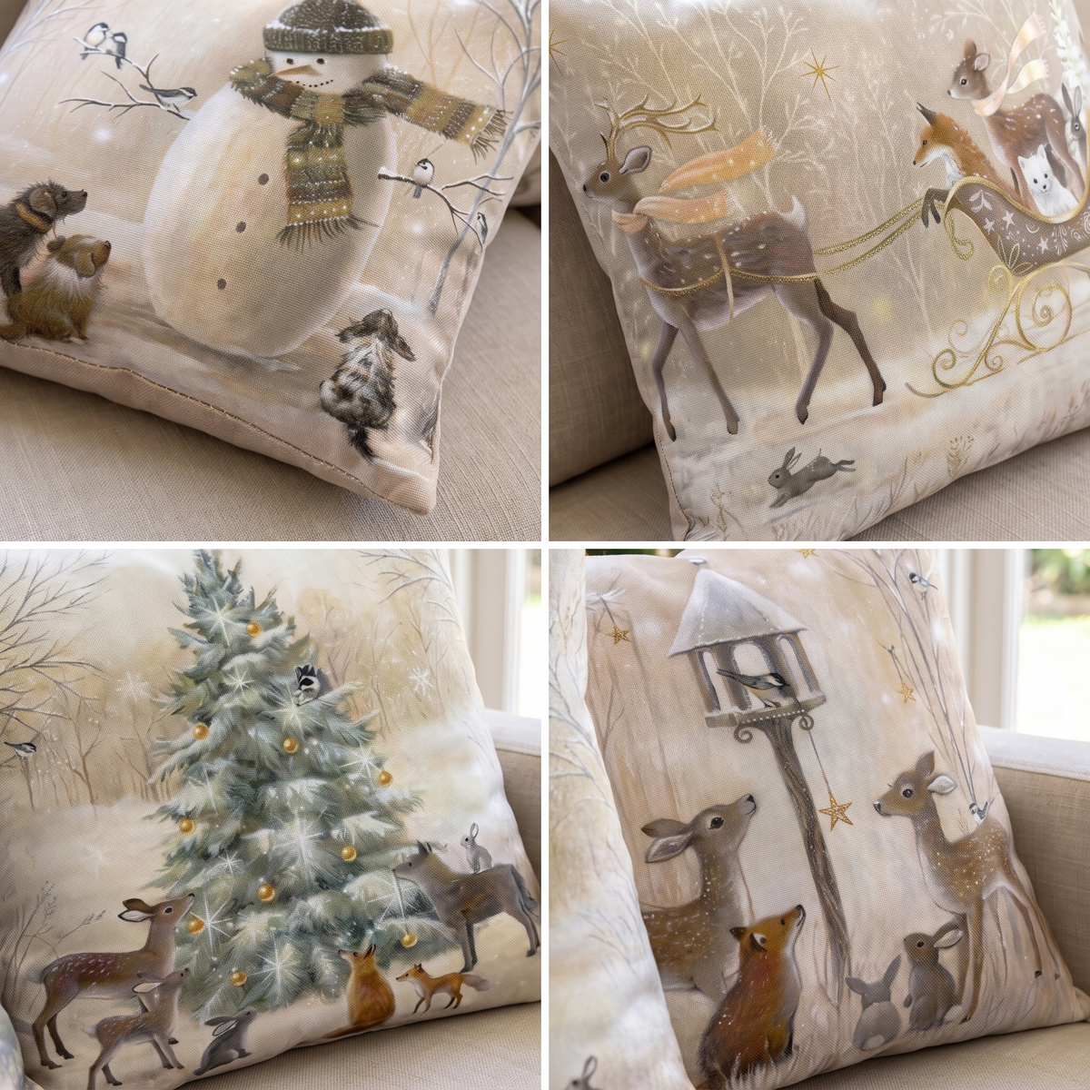 Winter Motif Christmas Cushion Cover – pattern and fabric close-up