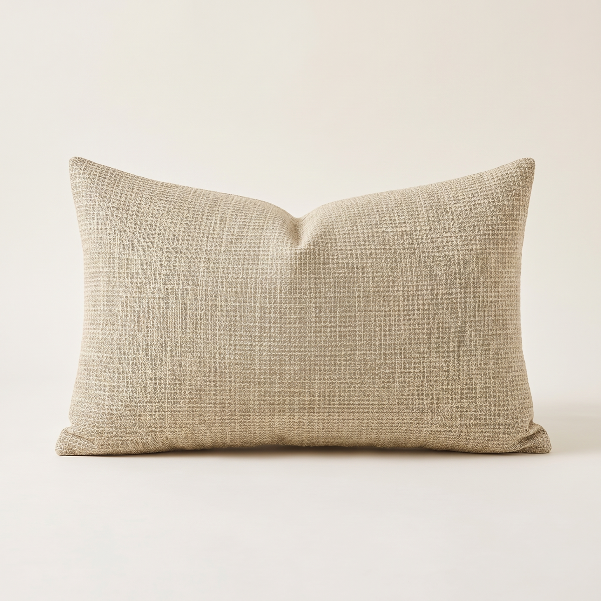 Linen Lumbar Cushion Cover – Light Tan – front view