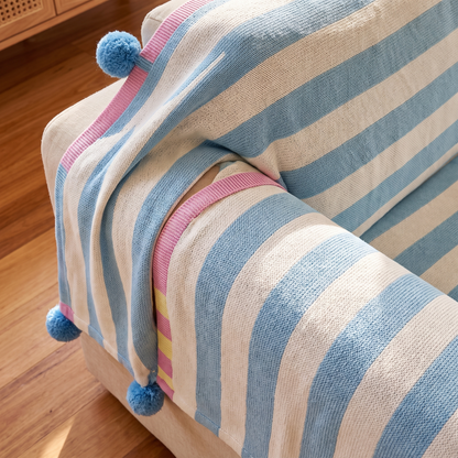 Pastel Striped Couch Cover – Atelier – tucked edge detail